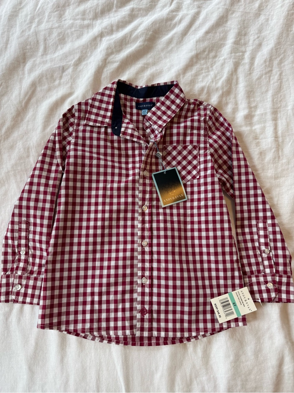 Boys' Red Gingham Button-Down Shirt